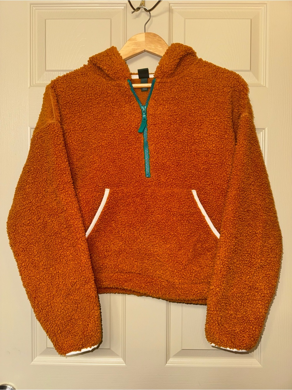 wild fable Rust Sherpa Jacket with Teal Zip Accent